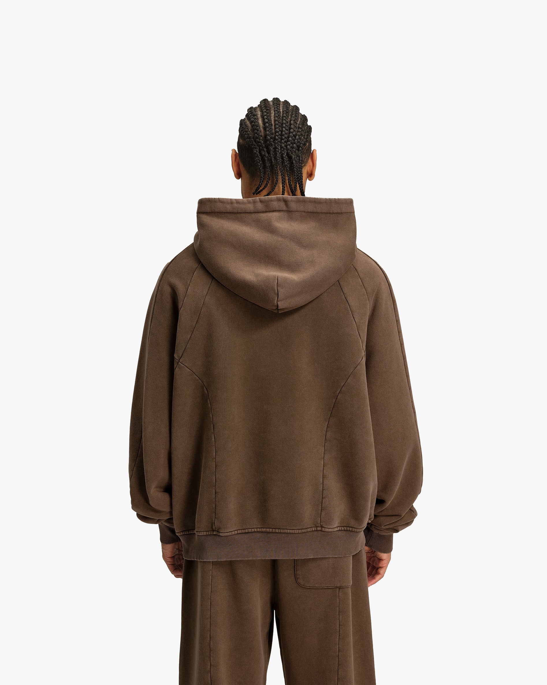 ACID WASHED HOODIE BROWN - Image 6