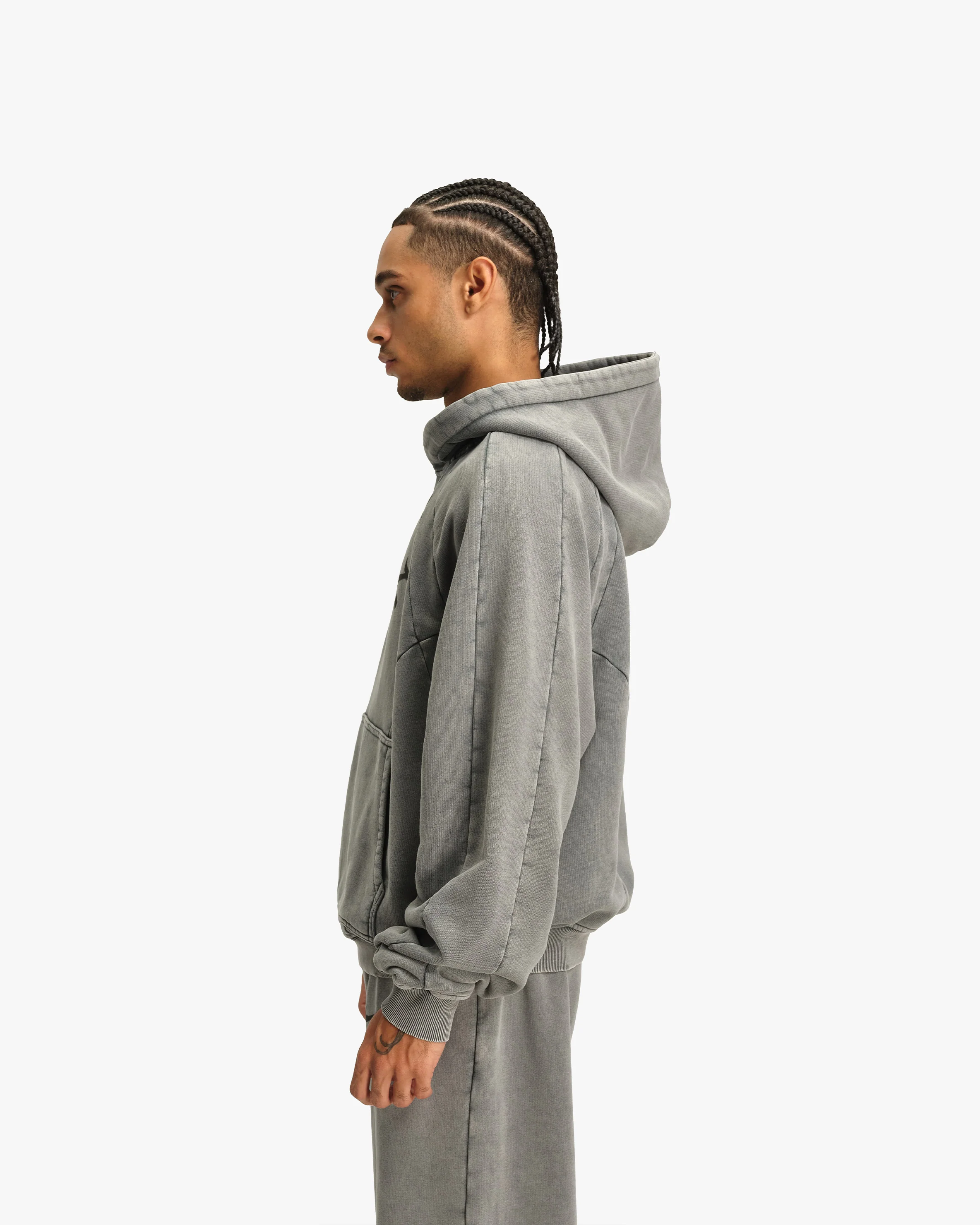 ACID WASHED HOODIE LIGHT GREY - Image 5