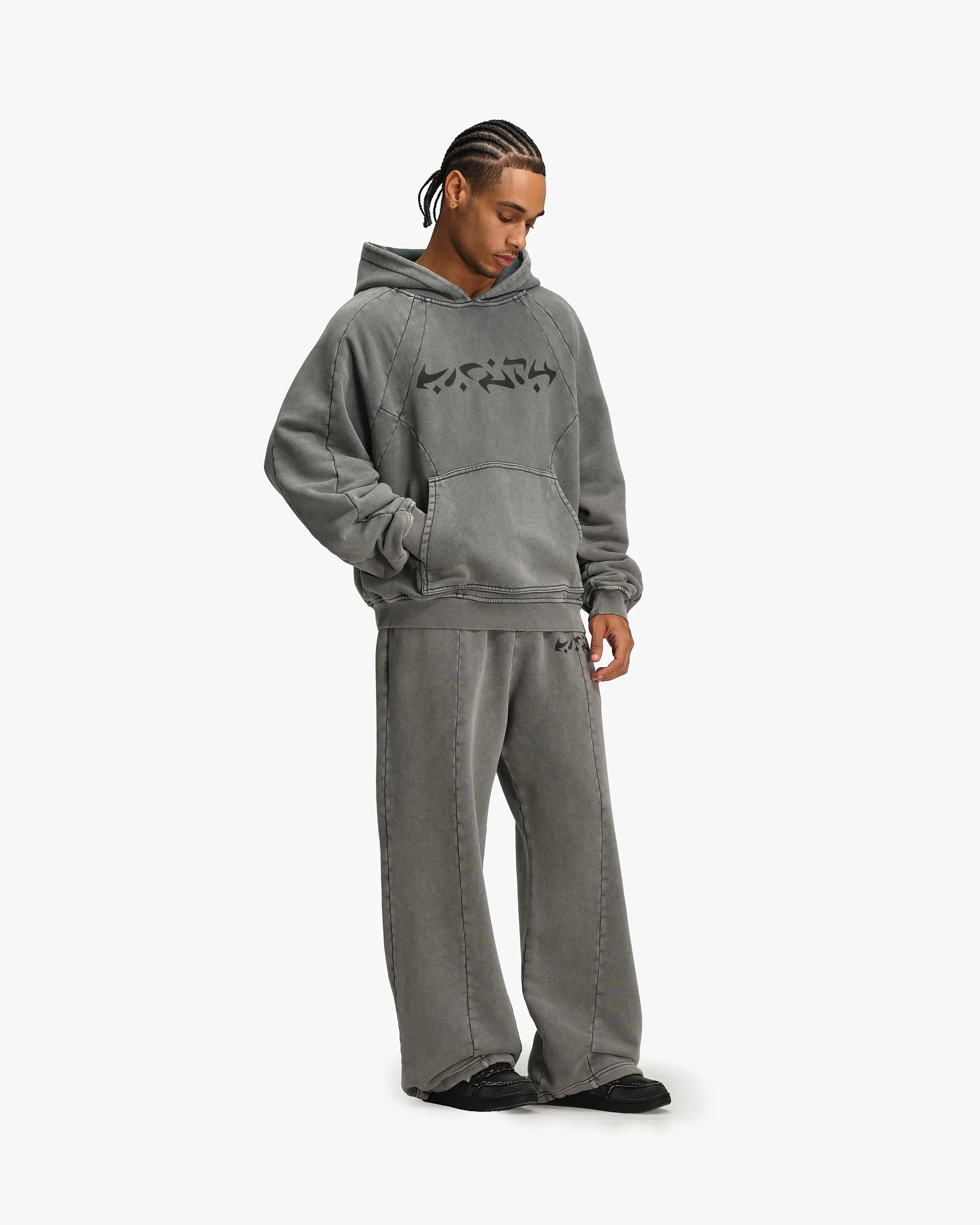 ACID WASHED HOODIE LIGHT GREY - Image 8