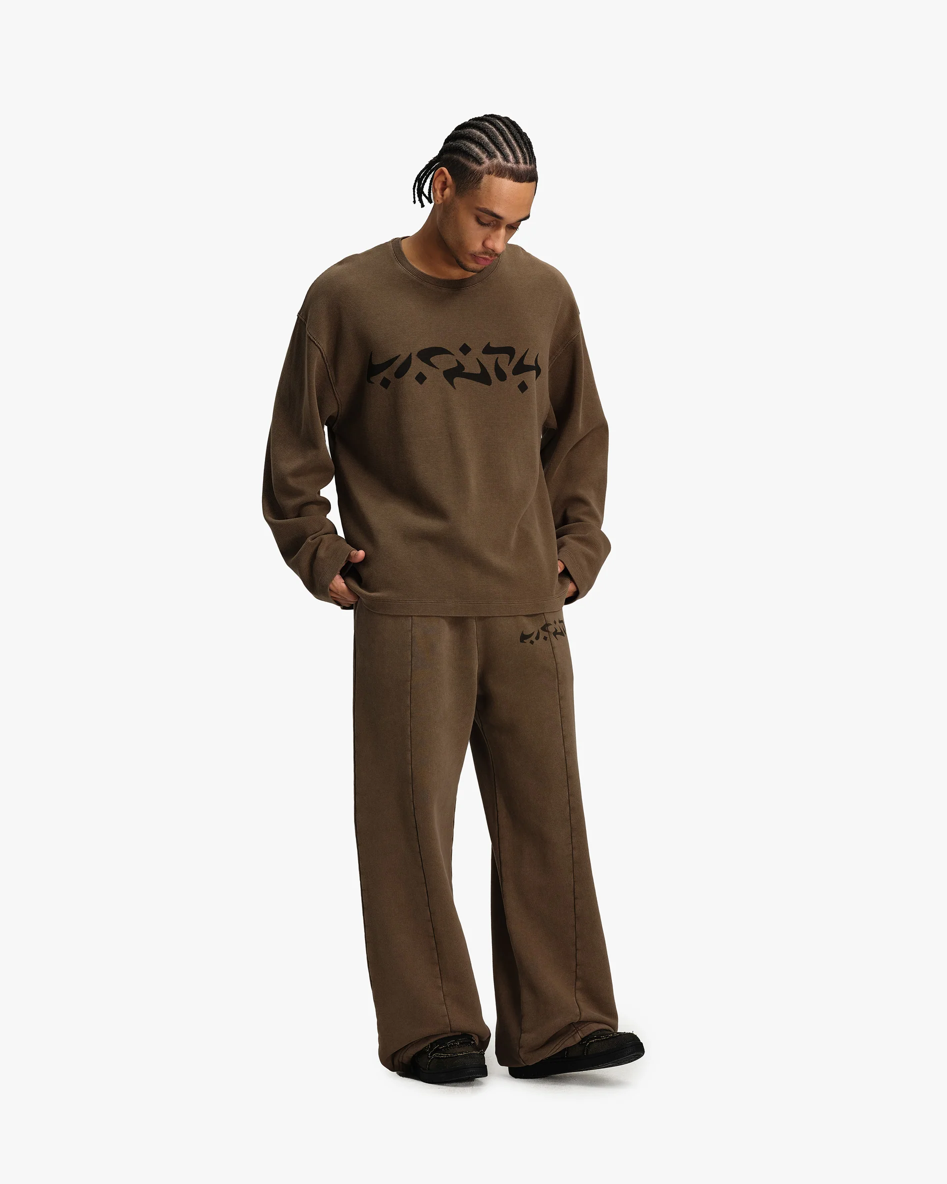 ACID WASHED WAFFLE LONGSLEEVE BROWN - Image 7