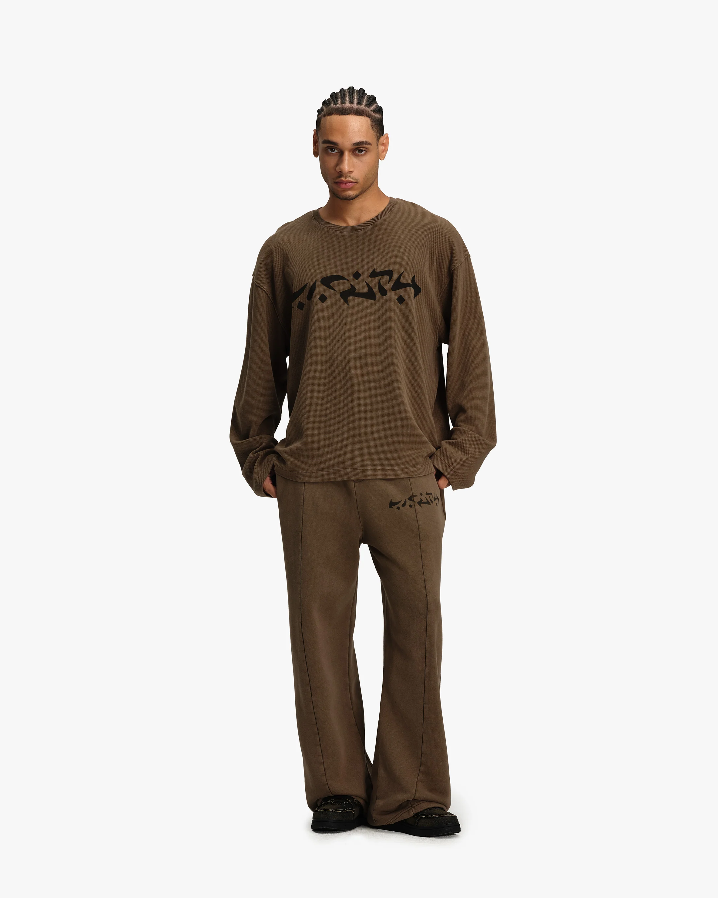 ACID WASHED WAFFLE LONGSLEEVE BROWN - Image 8
