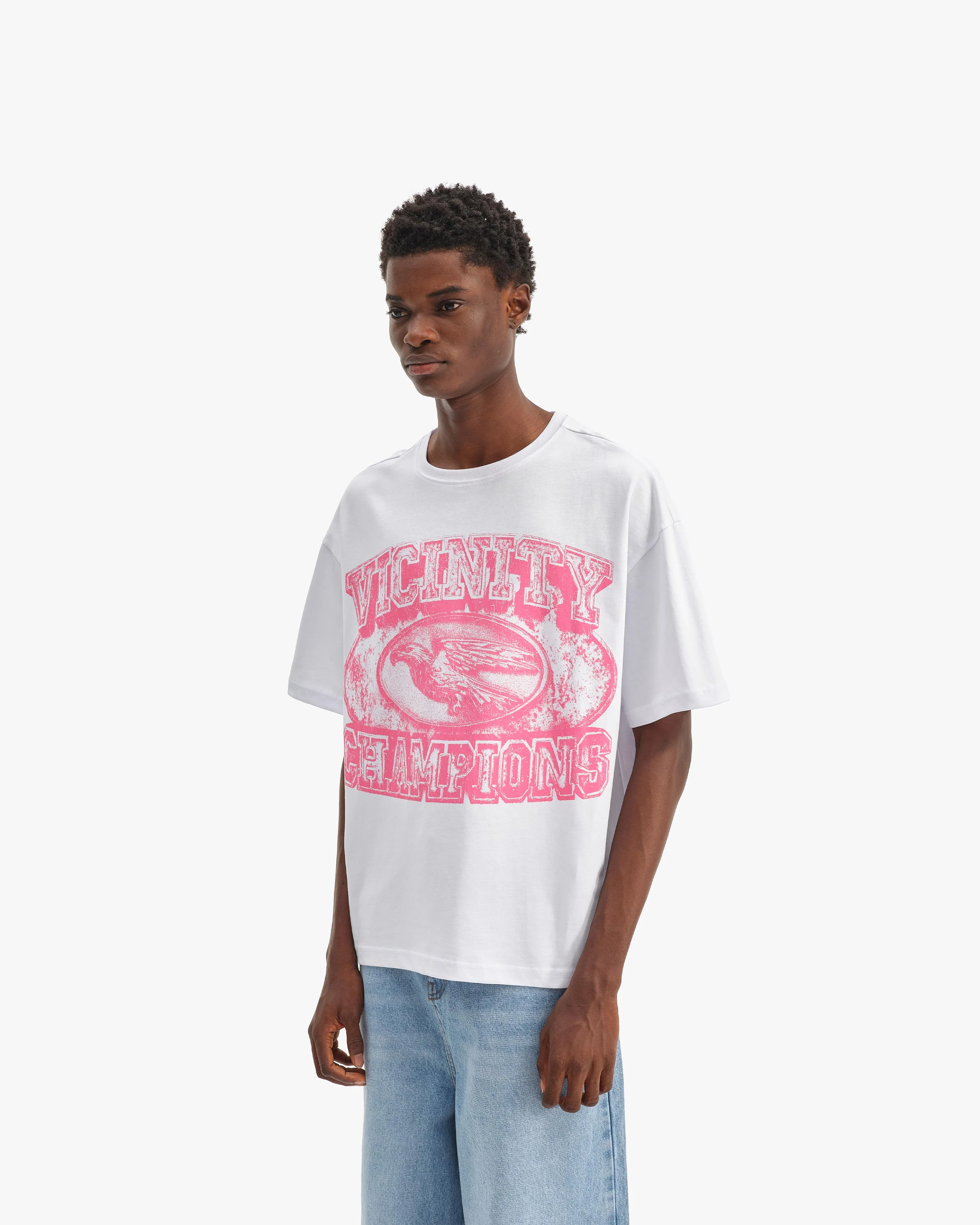 CHAMP EMBLEM TEE PINK/WHITE - Image 4