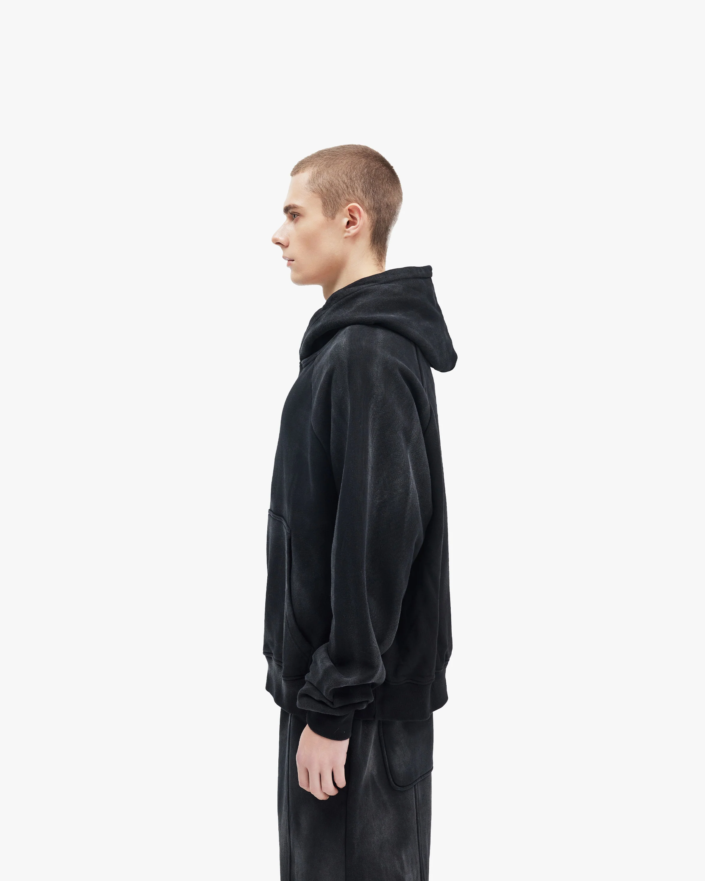 FADED WASH HOODIE BLACK - Image 5