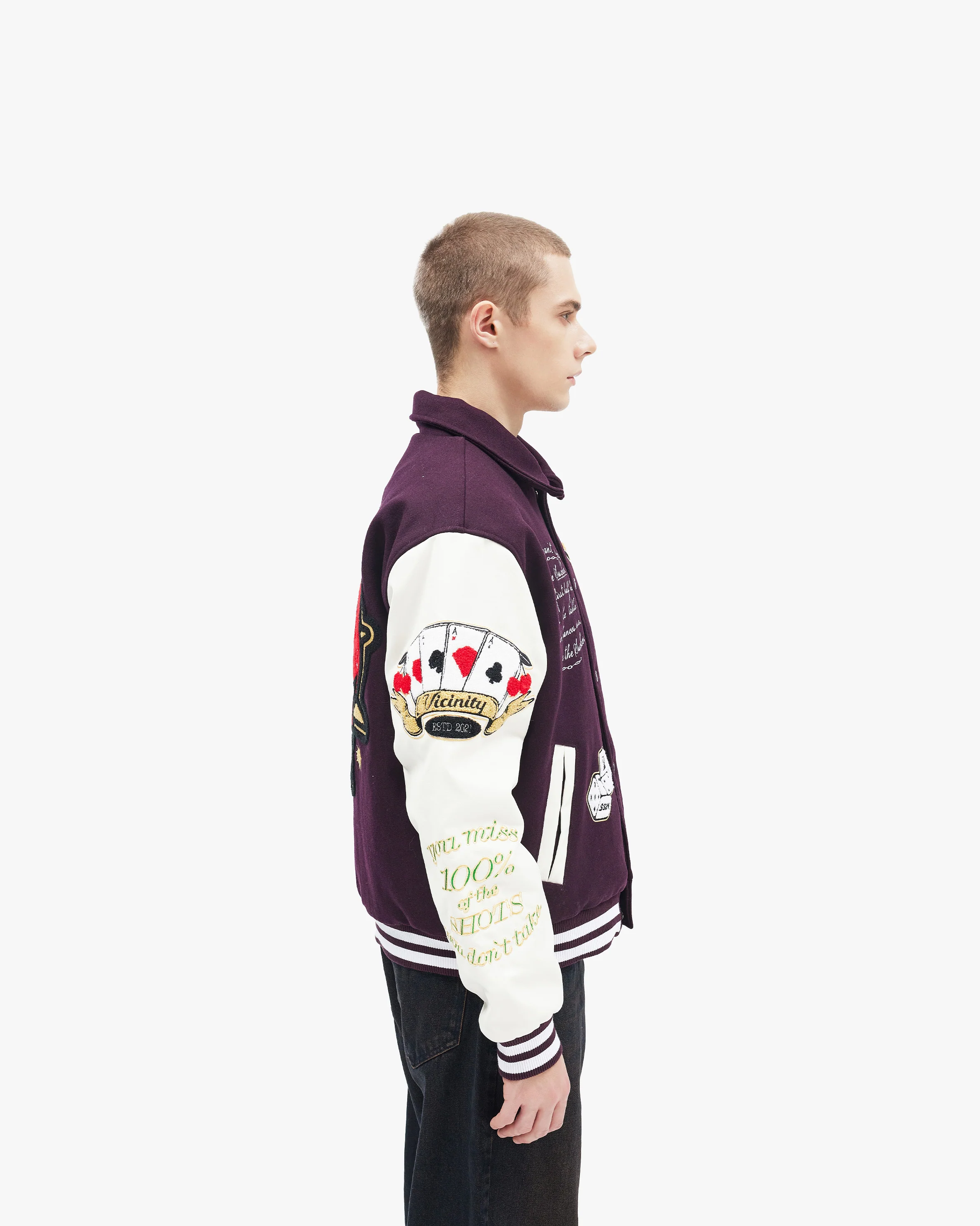 GAMBLER VARSITY JACKET BORDEAUX RED - Image 8