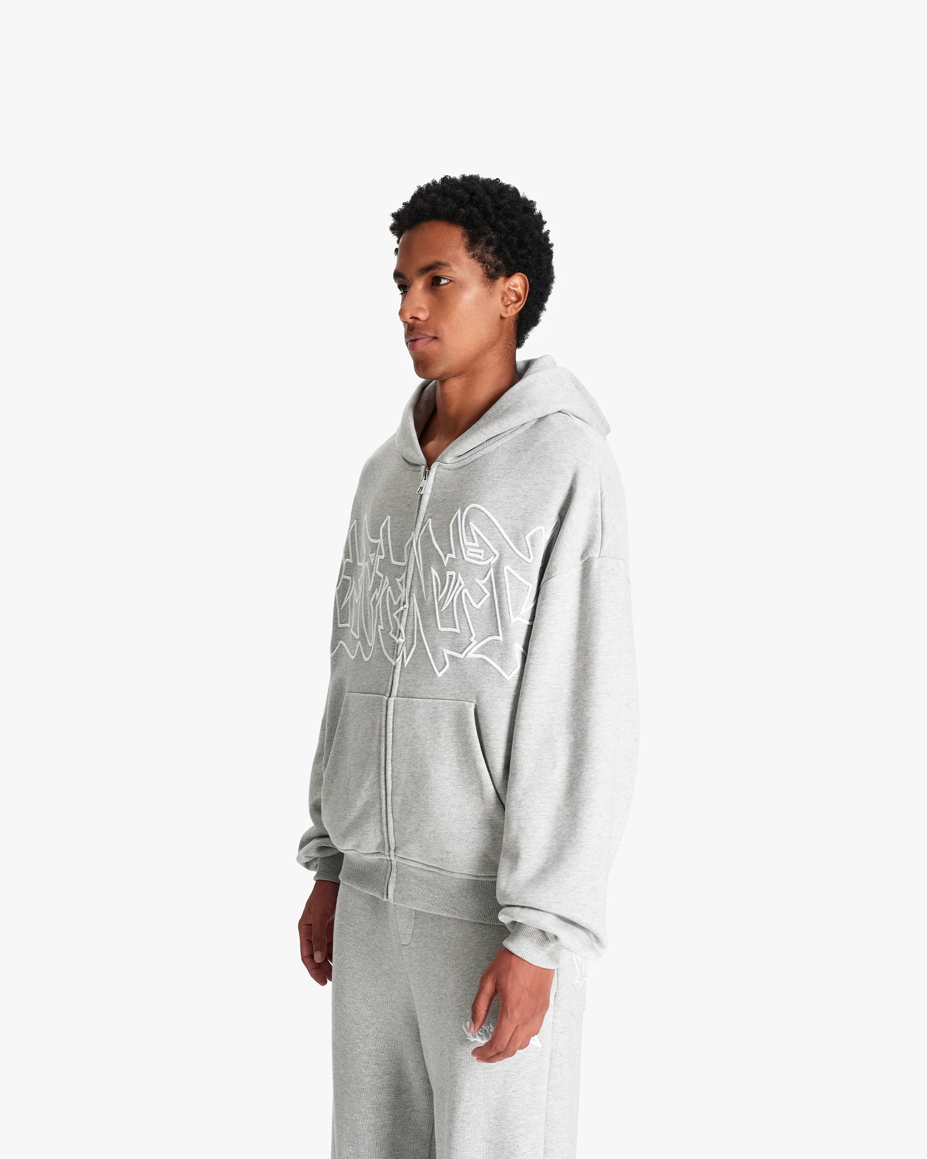 GRAFFITI ZIP-HOODIE GREY MELANGE - Image 4