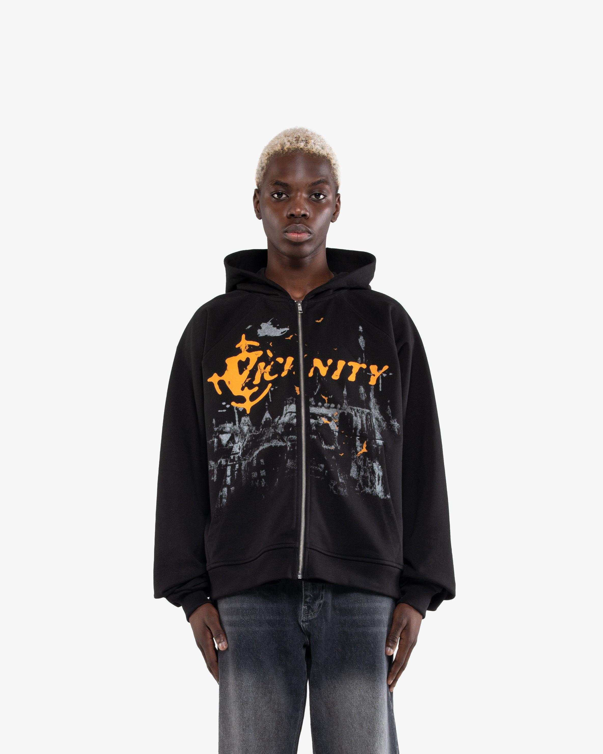 HAUNTED HOUSE ZIP HOODIE BLACK - Image 2