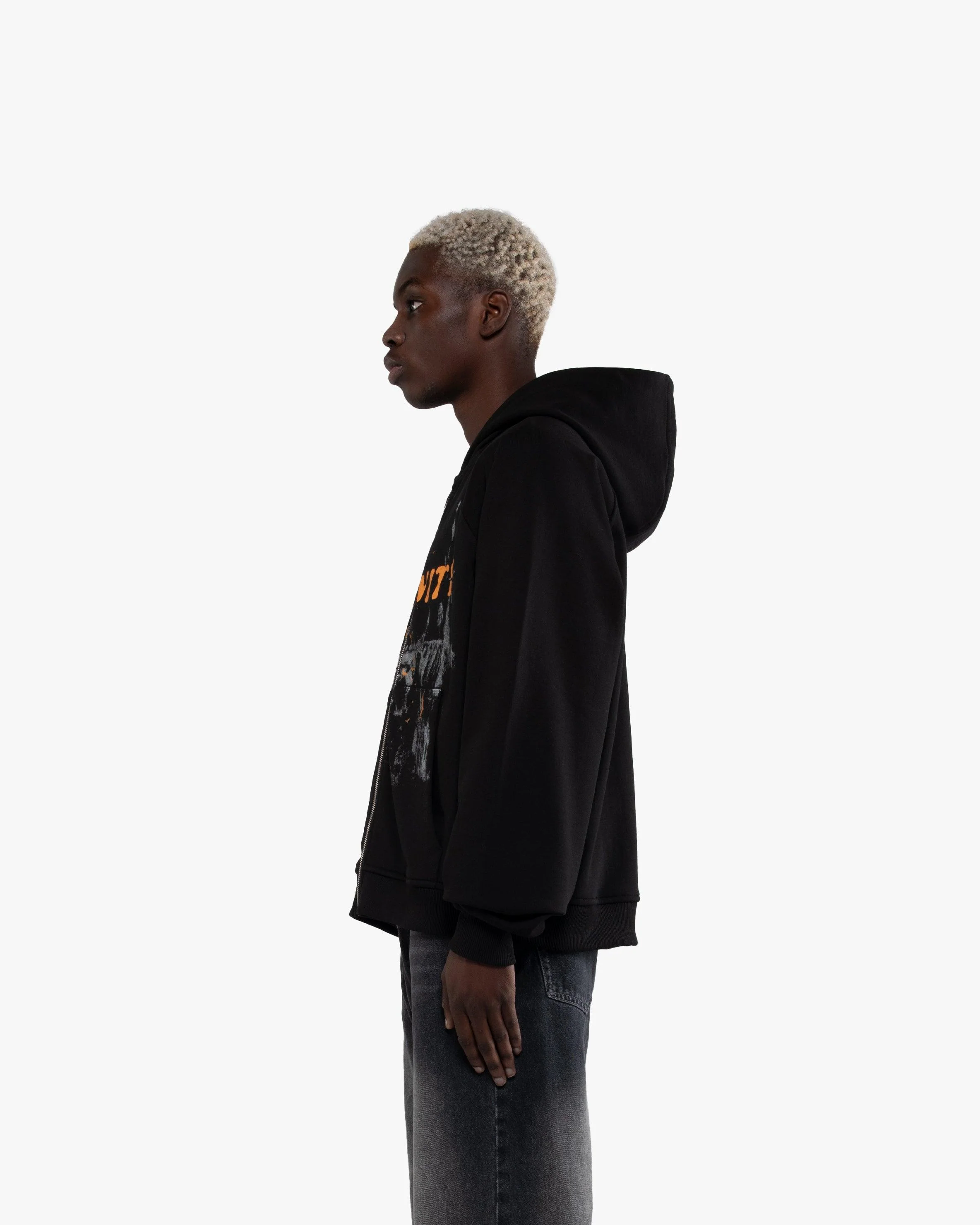 HAUNTED HOUSE ZIP HOODIE BLACK - Image 4