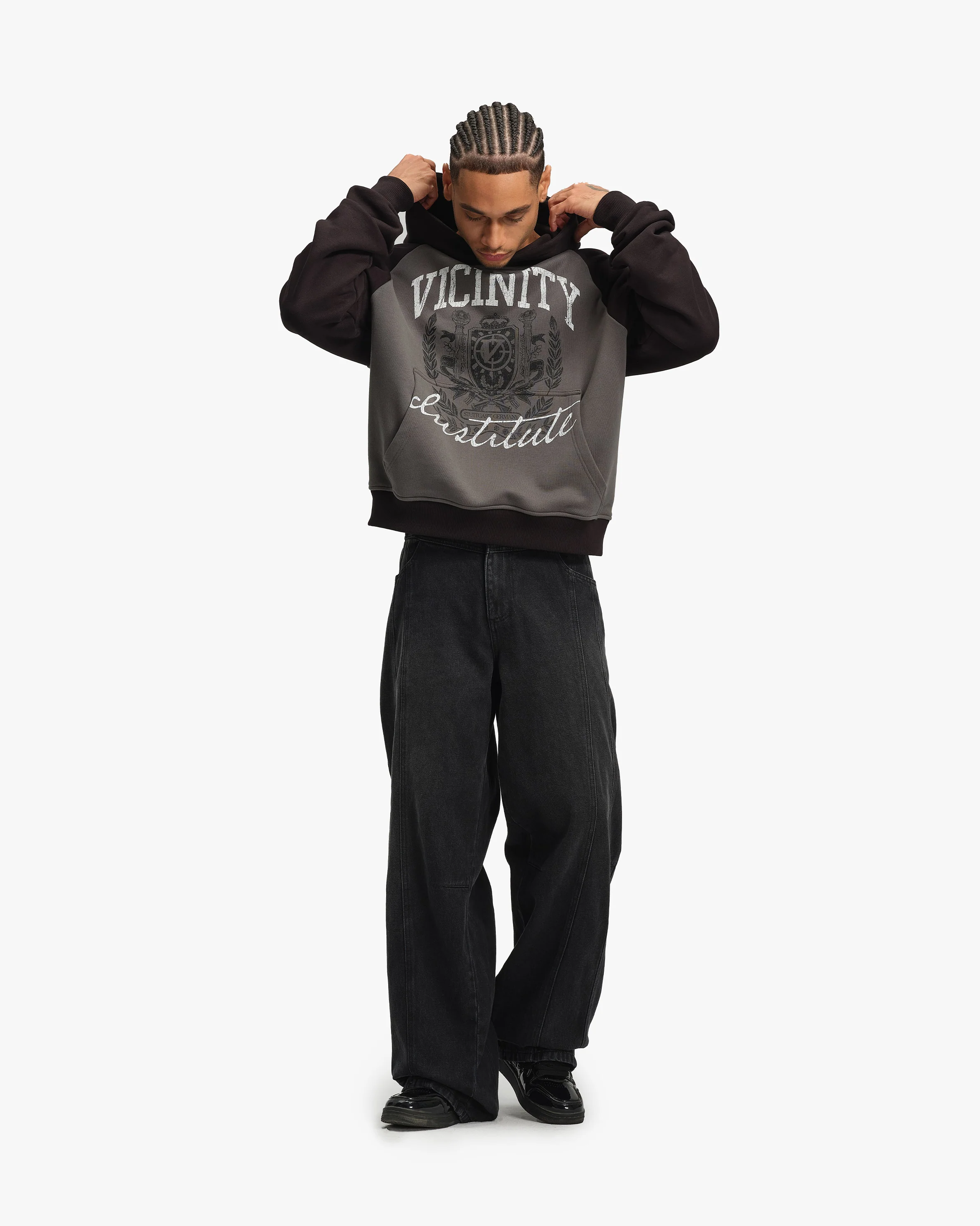 INSTITUTE HOODIE GREY/BLACK - Image 10