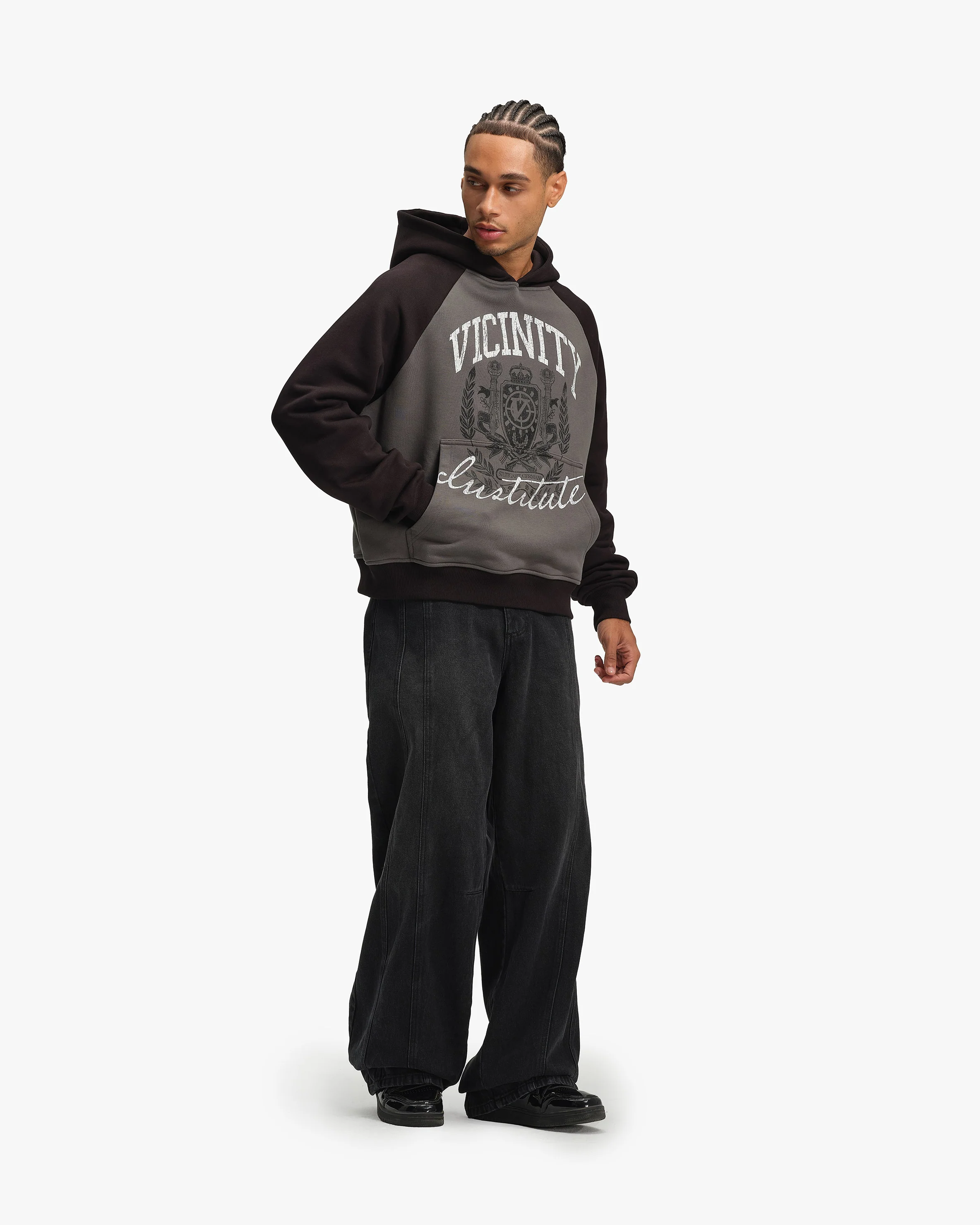 INSTITUTE HOODIE GREY/BLACK - Image 9