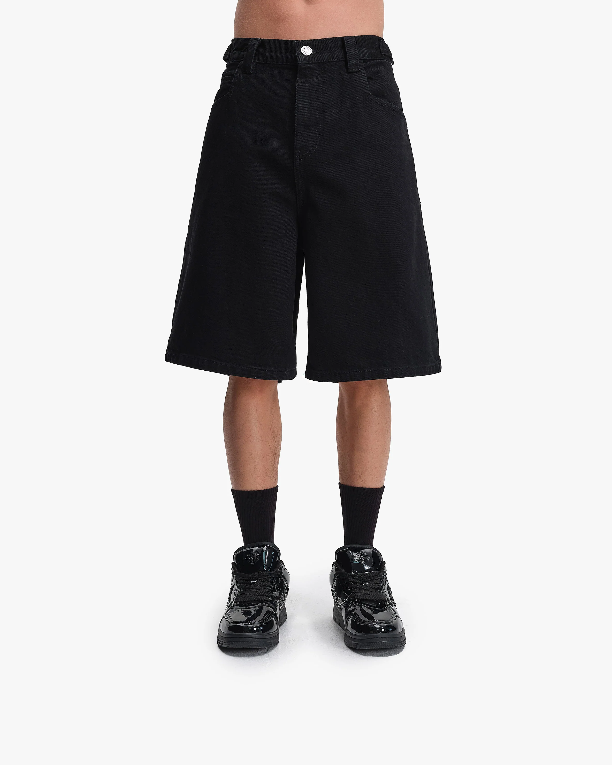MIDNIGHT BLACK DENIM JORTS - Image 2