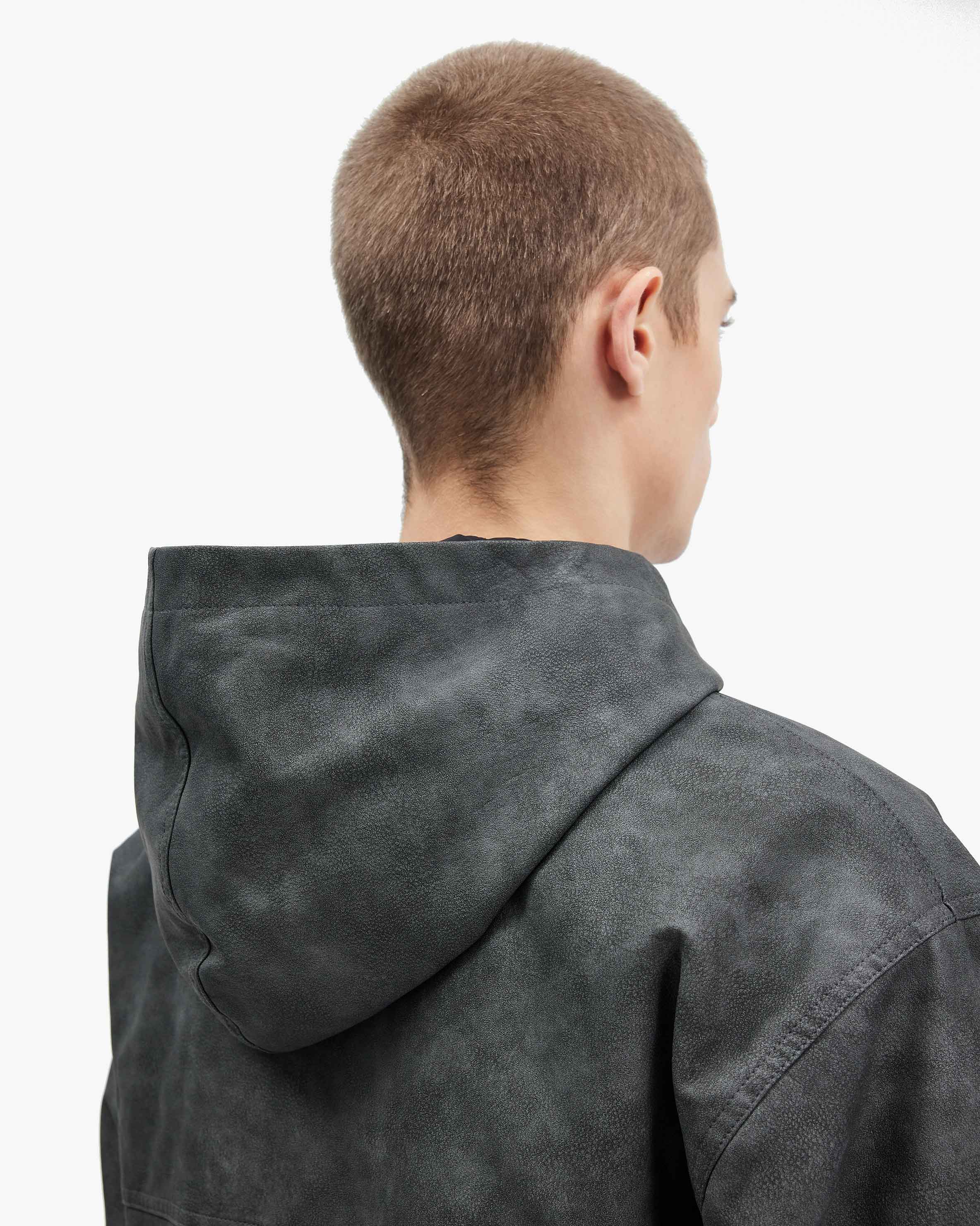 SCRIPT LOGO LEATHER JACKET GREY - Image 10