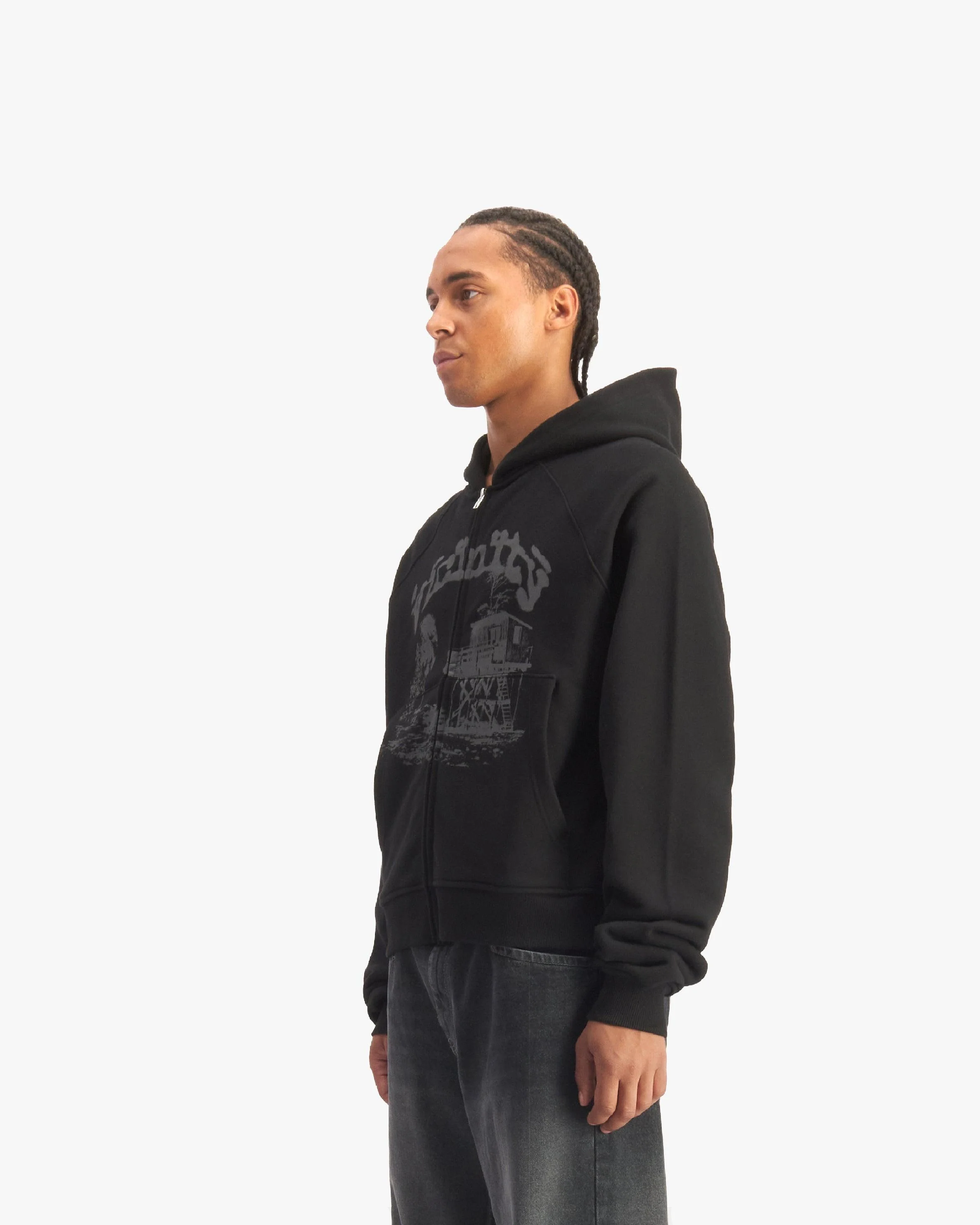 SHOOTING HOUSE ZIP HOODIE BLACK - Image 3