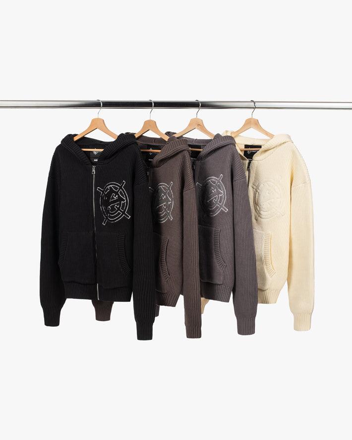 V-LOGO KNIT ZIP HOODIE BEIGE - Image 13