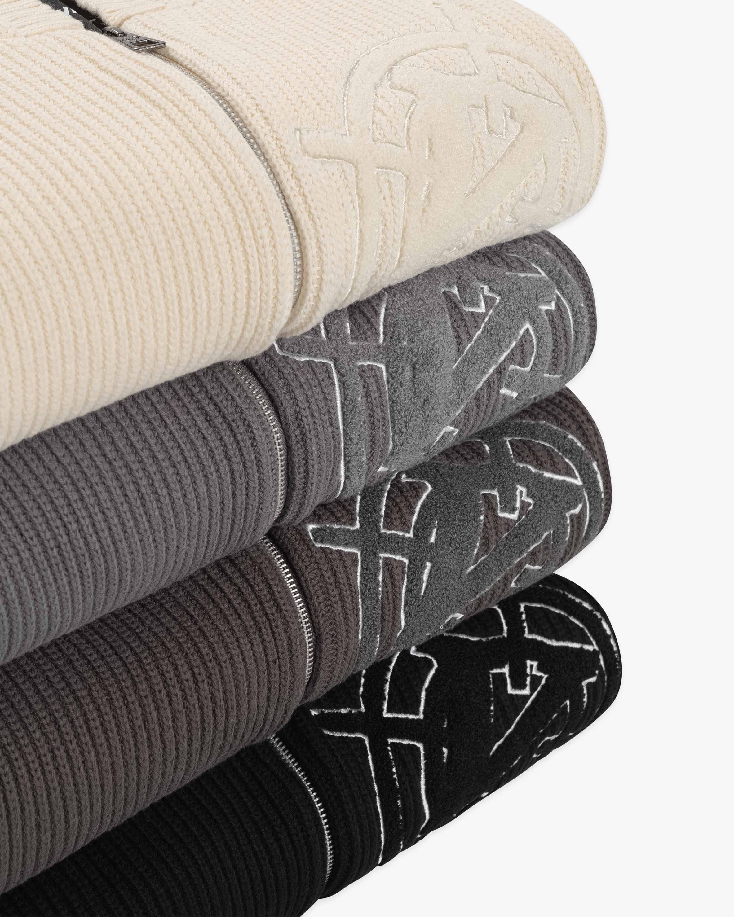 V-LOGO KNIT ZIP HOODIE MUD BROWN - Image 10