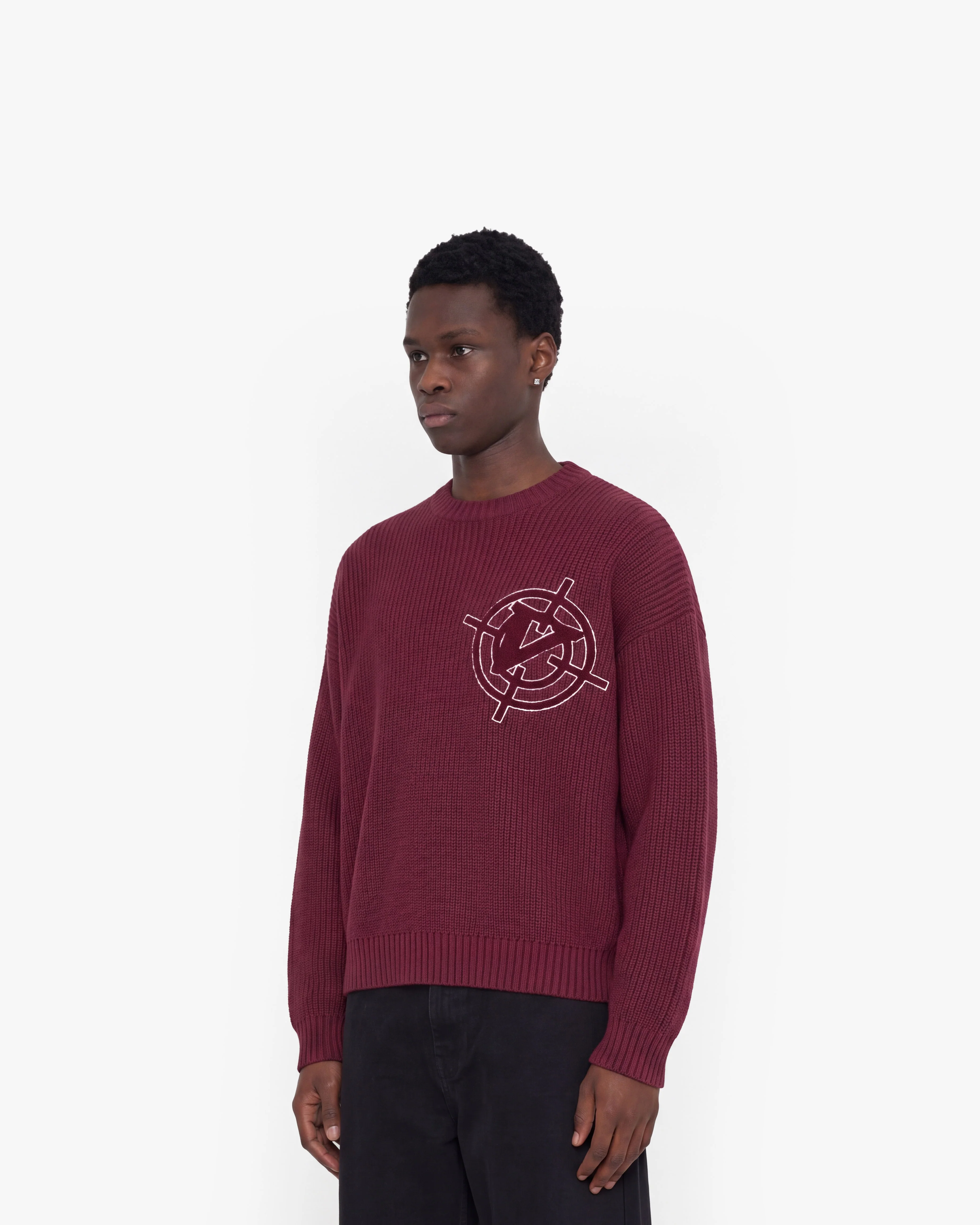 V-LOGO KNITWEAR DARK CHERRY - Image 4
