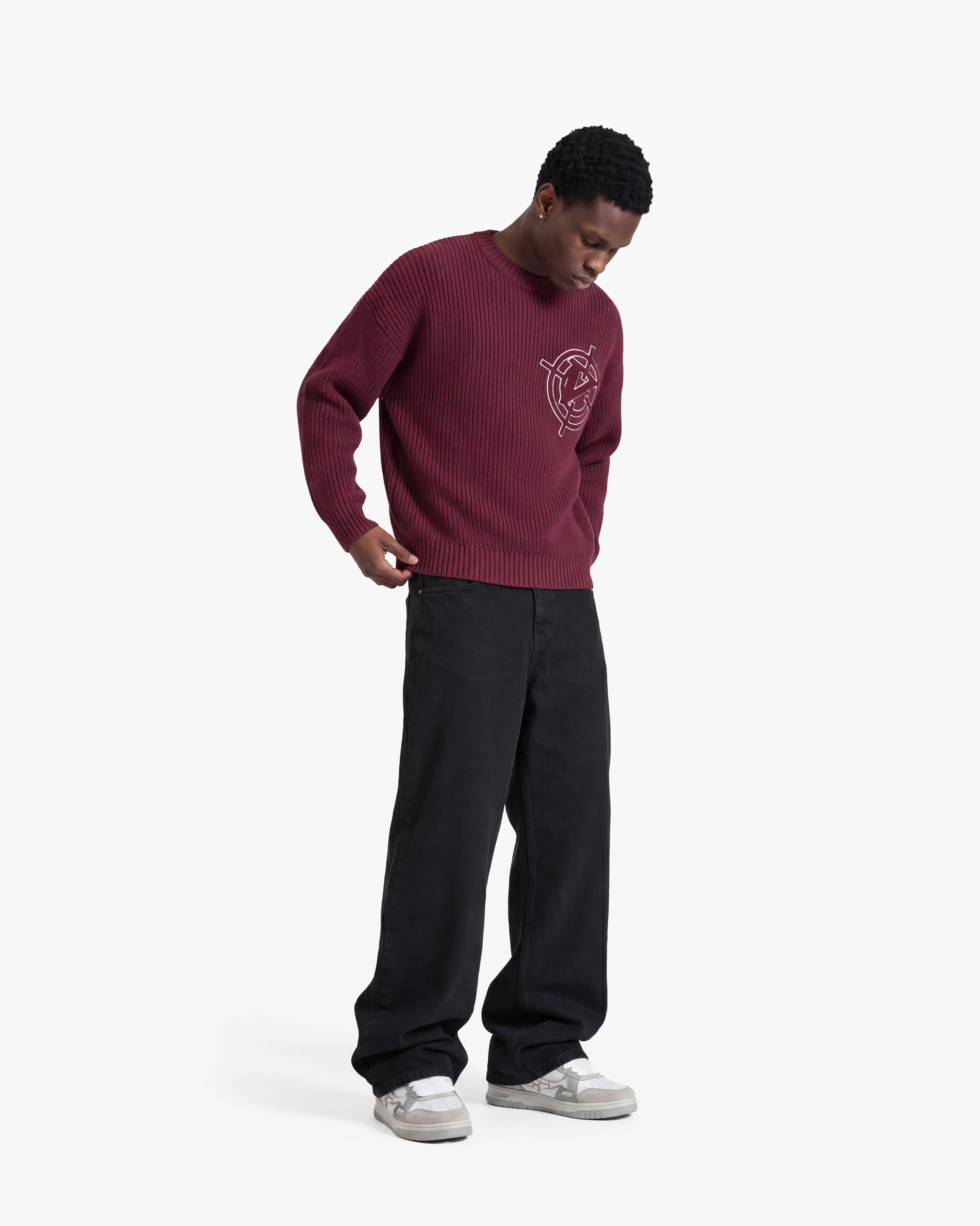 V-LOGO KNITWEAR DARK CHERRY - Image 7