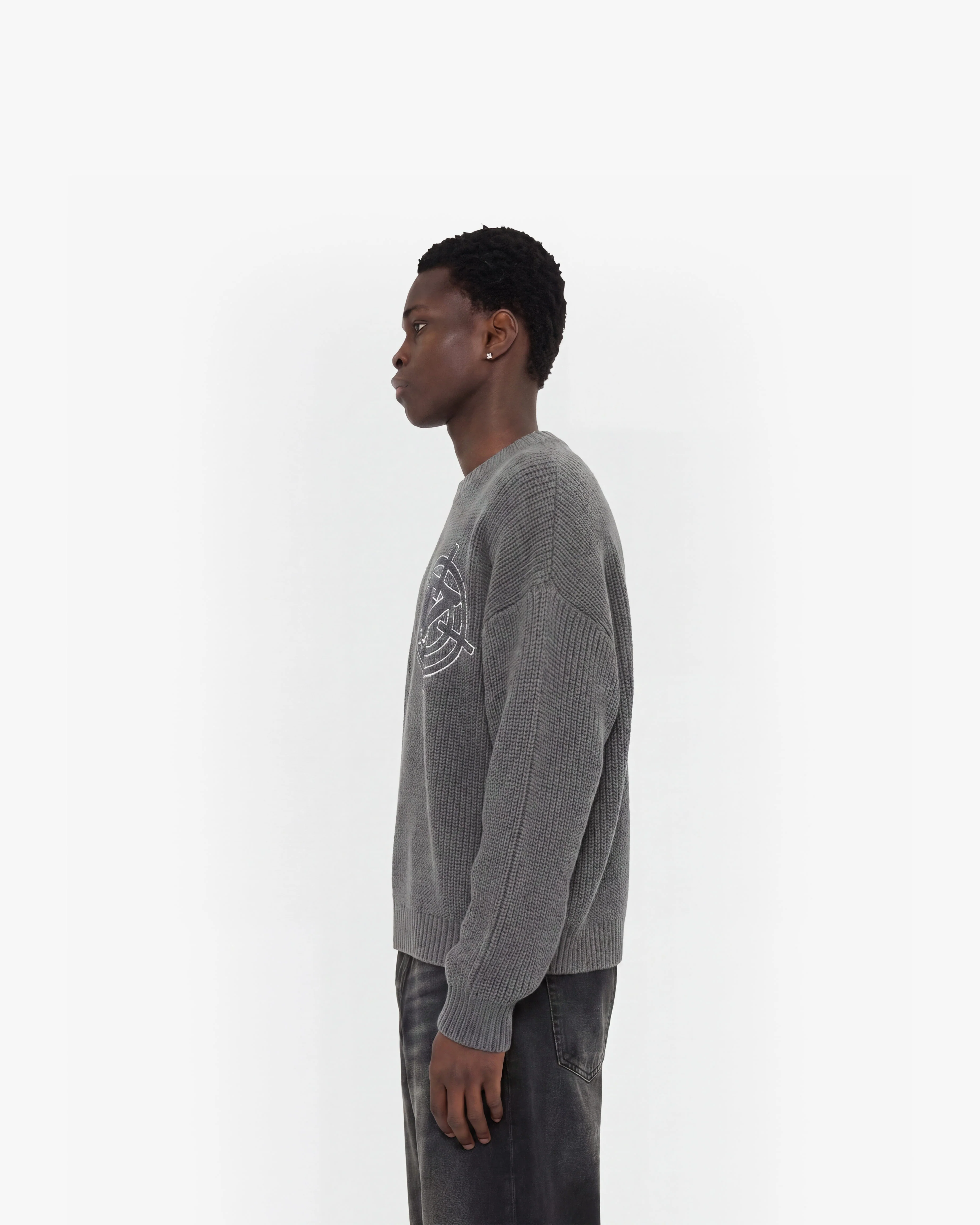 V-LOGO KNITWEAR DARK GREY - Image 5