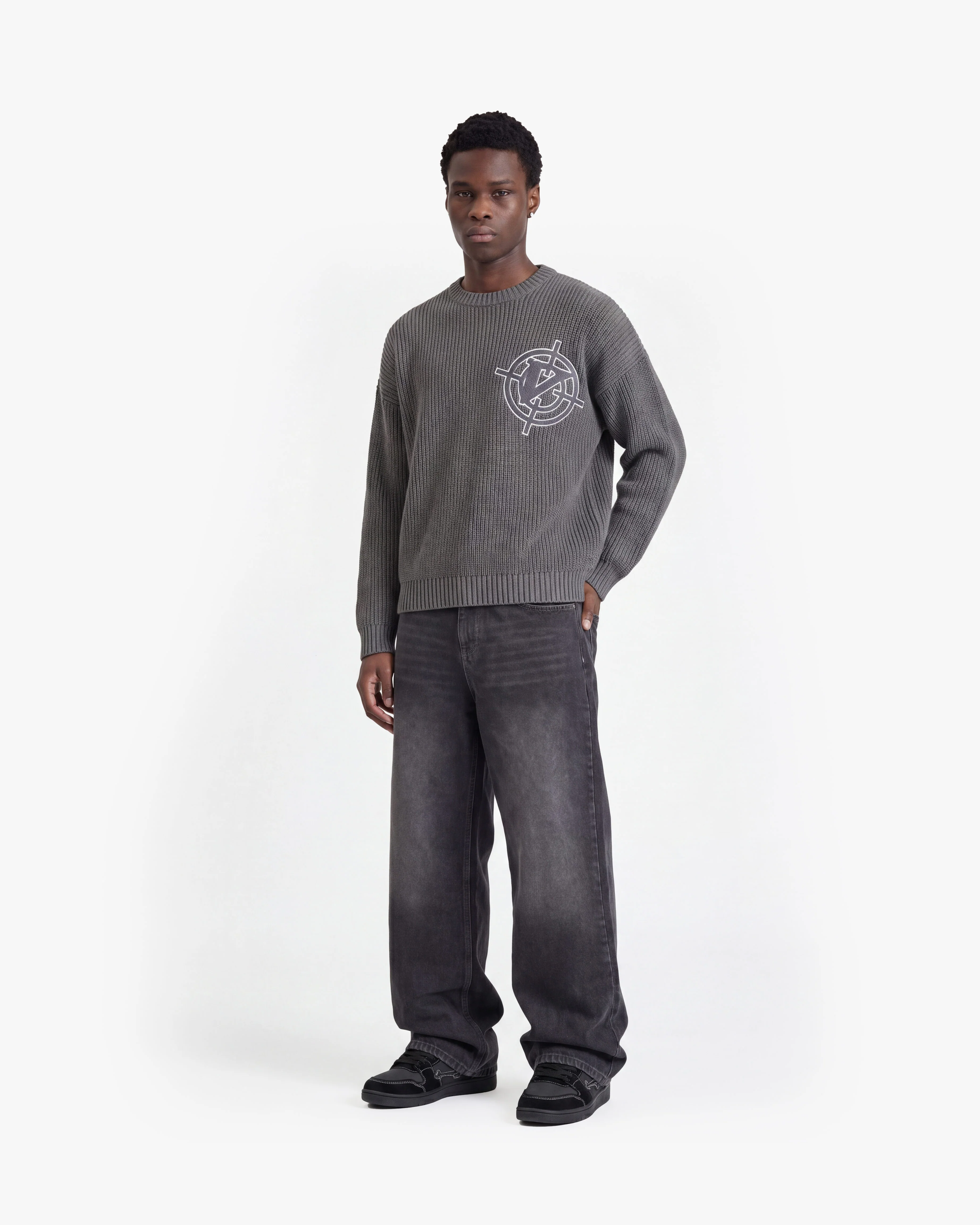 V-LOGO KNITWEAR DARK GREY - Image 7