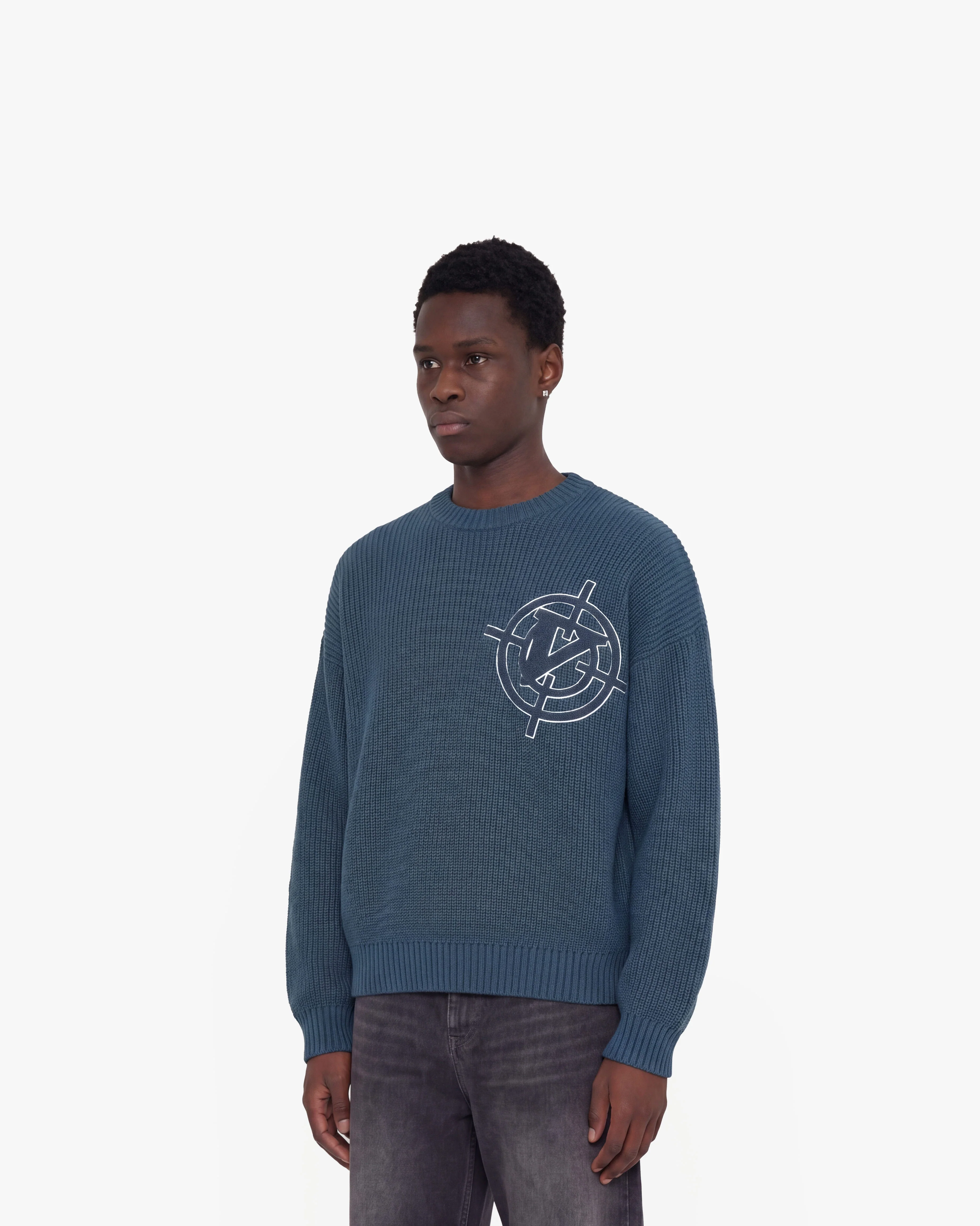 V-LOGO KNITWEAR MIDNIGHT BLUE - Image 4