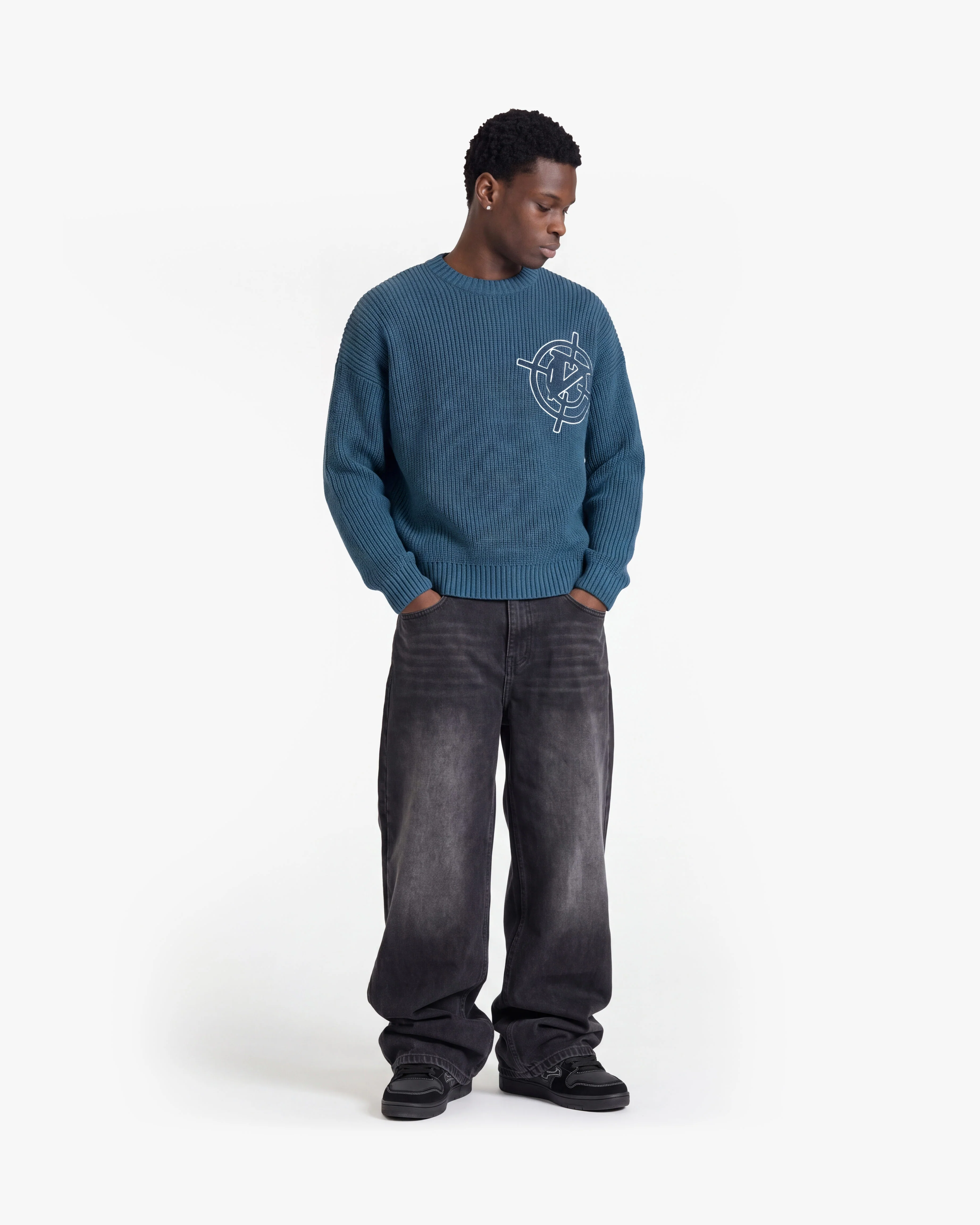 V-LOGO KNITWEAR MIDNIGHT BLUE - Image 7