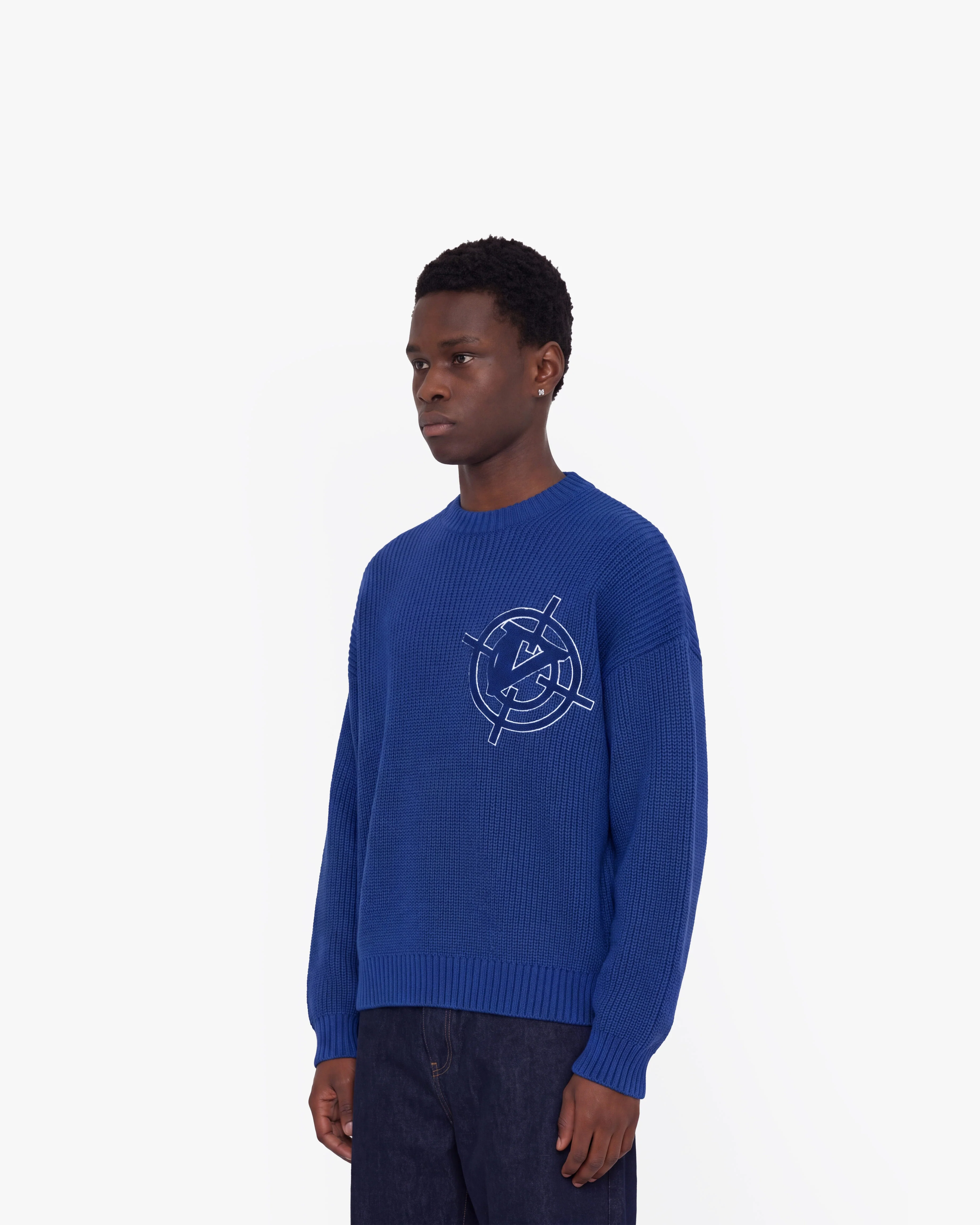 V-LOGO KNITWEAR ROYAL BLUE - Image 4